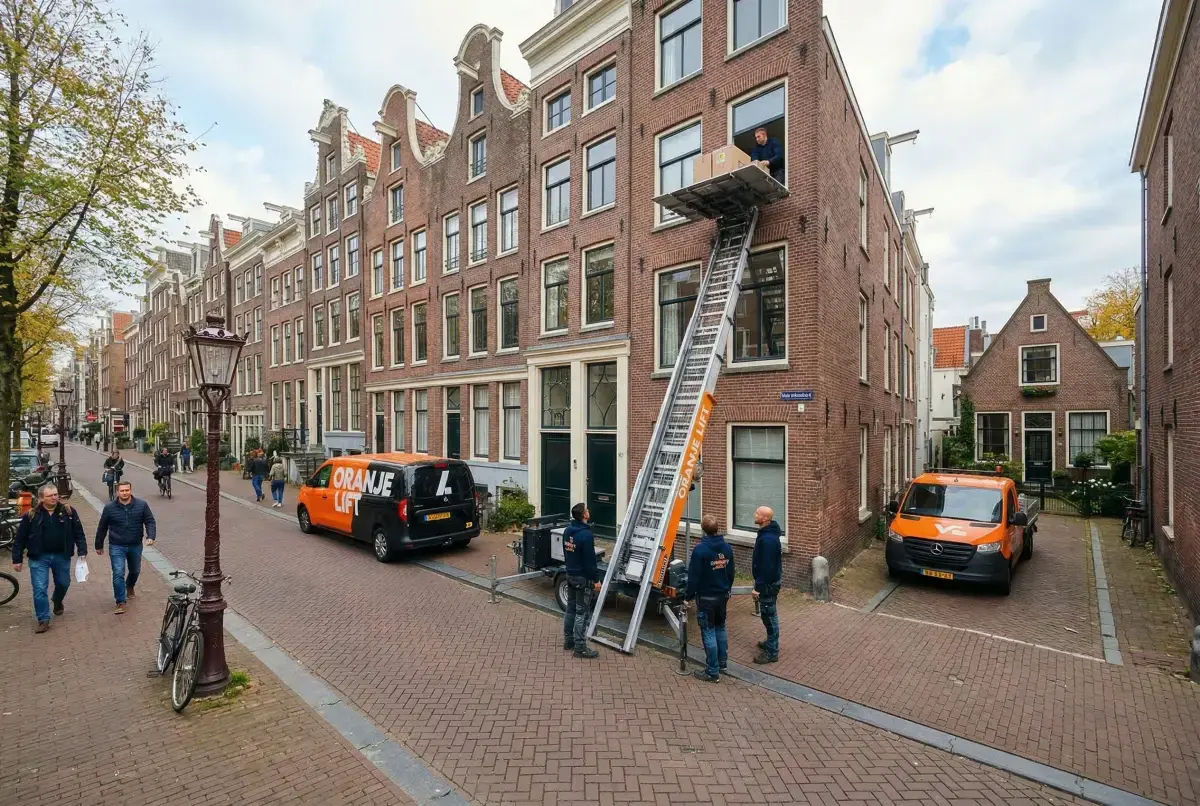 Ladderlift bij woning in Middelland Rotterdam