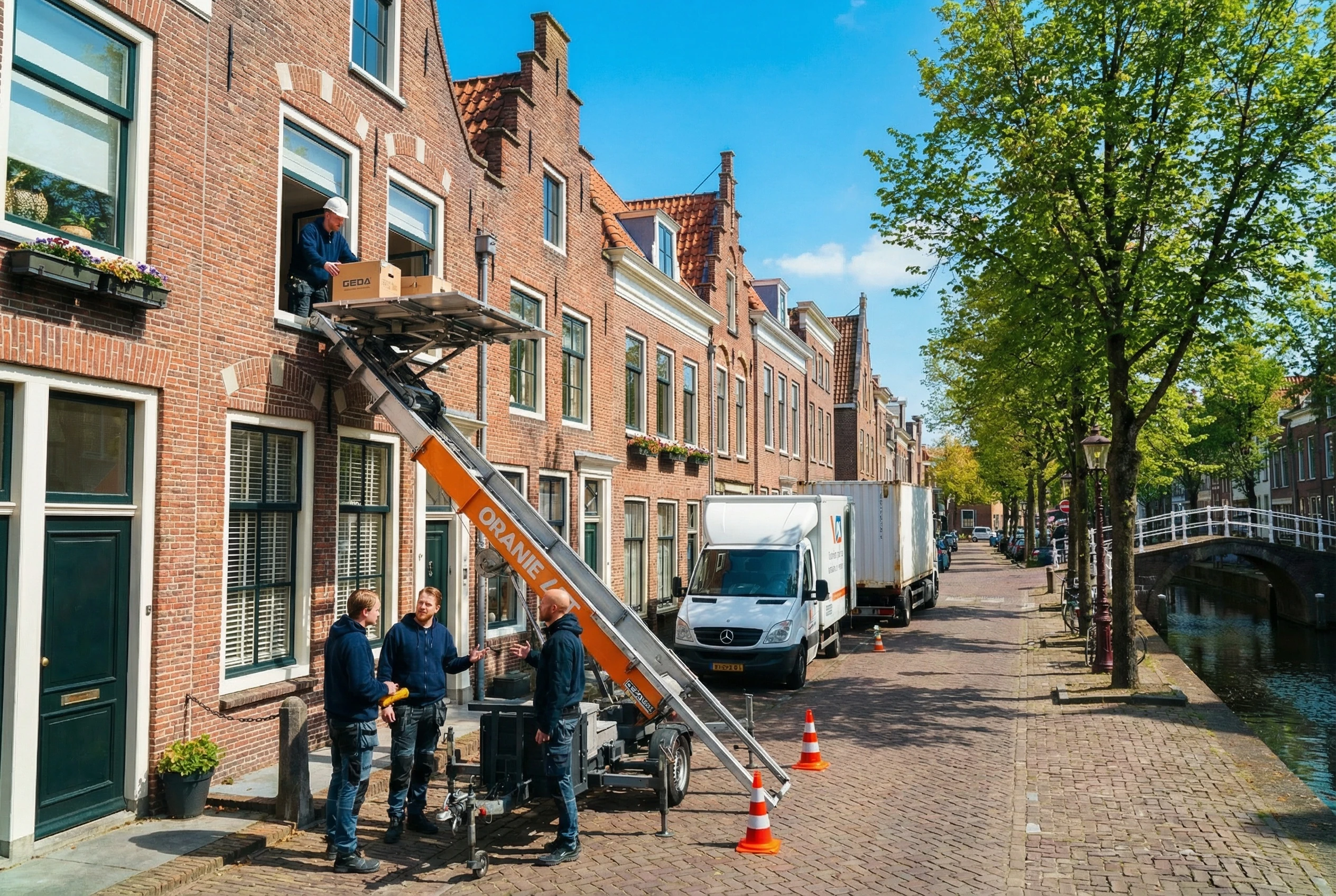 Aanhangerlift bij woning in Maassluis