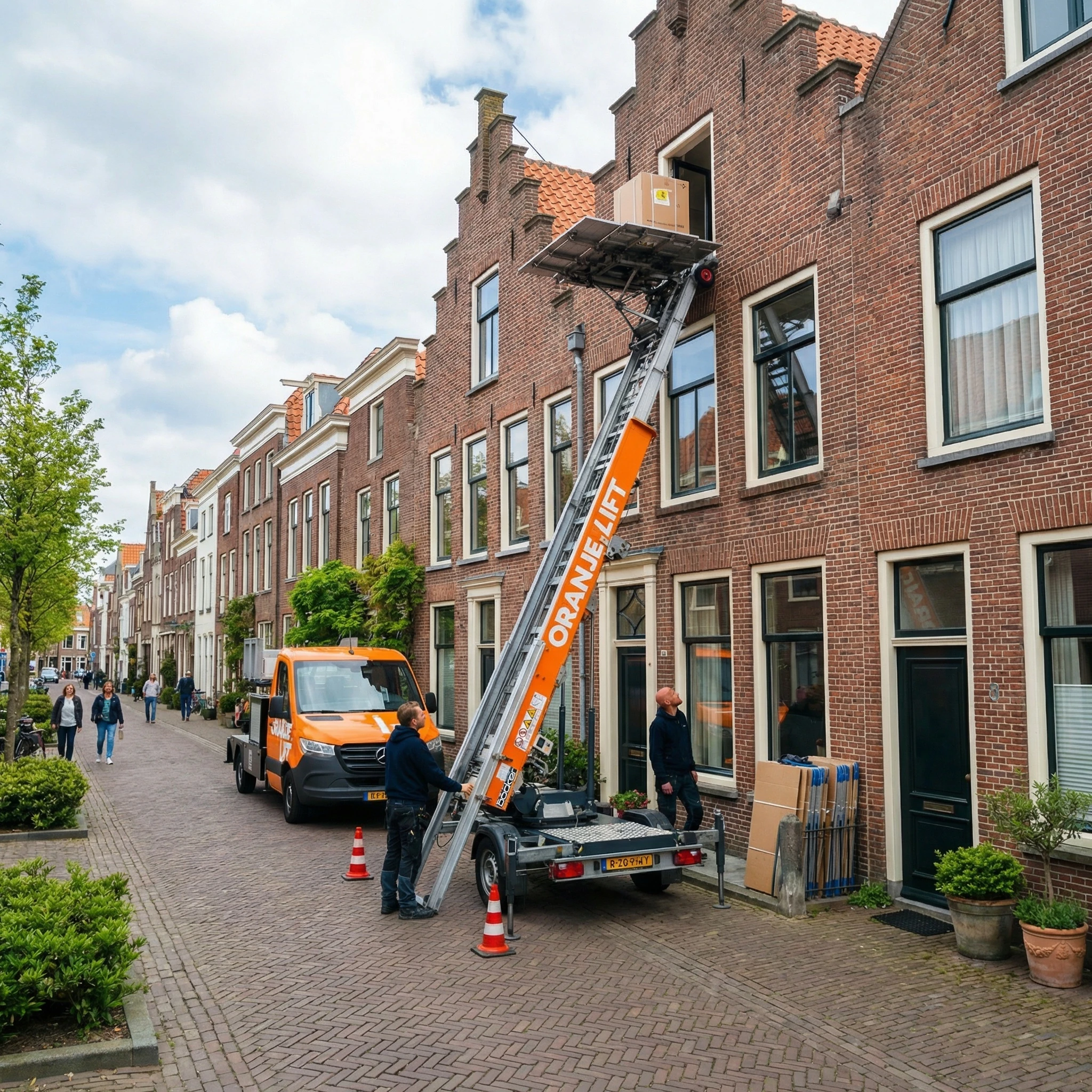 Aanhangerlift in gebruik bij woning in Maassluis
